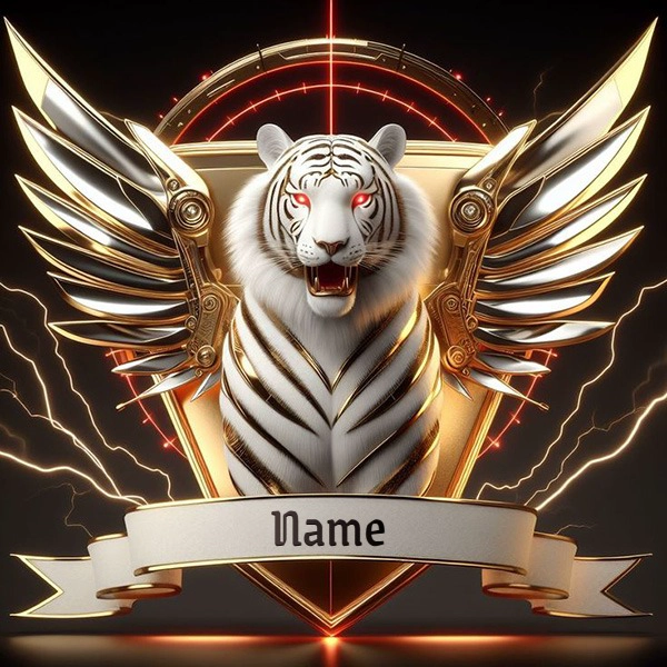Personalize a White Tiger Emblem with Your Name or Team