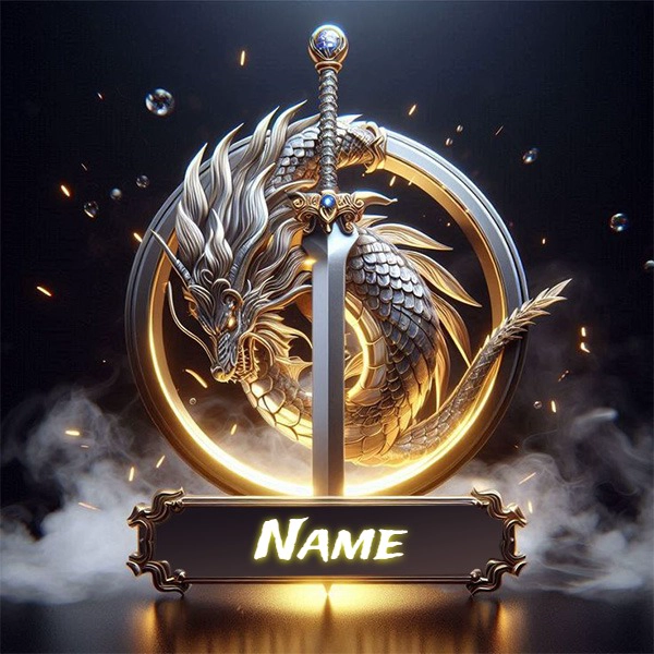 Personalize a Majestic Dragon and Sword Image with Your Name