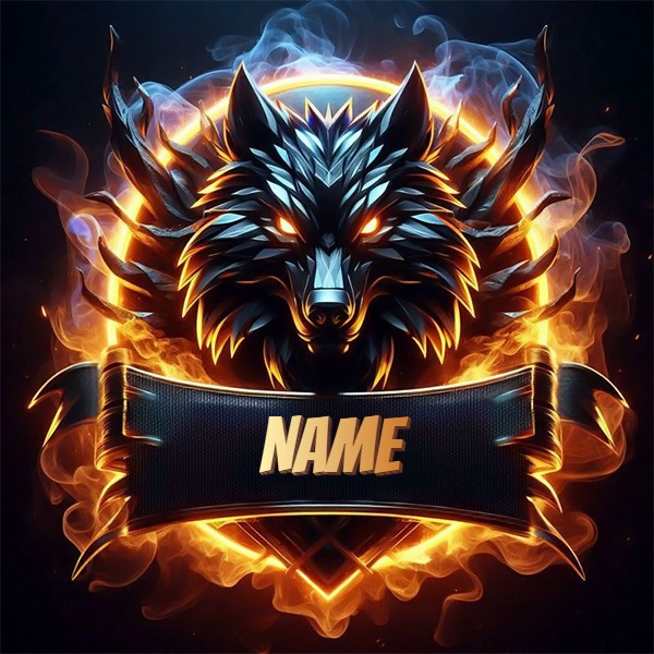 Personalize a Fearsome Metallic Wolf Image with Your Name