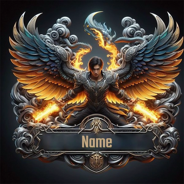 Personalize a Fierce Winged Warrior Image with Your Name