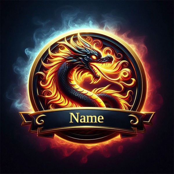 Add Your Name to a Fiery Black Dragon Image Template