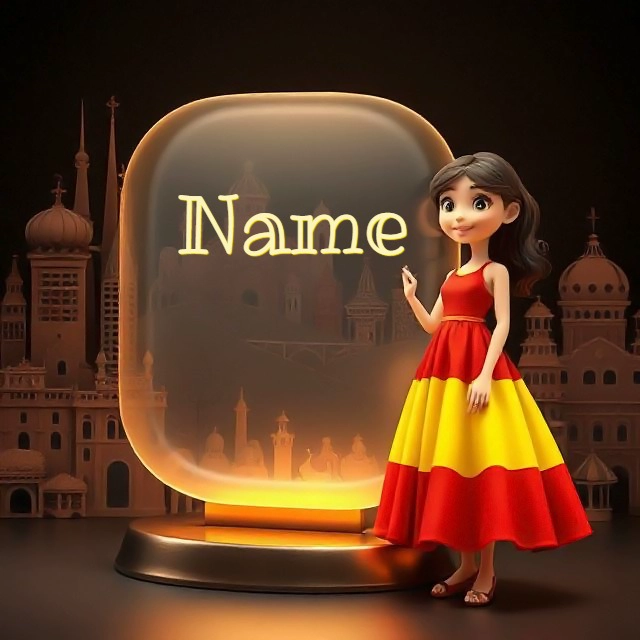 Custom Spain Flag Name Frame with Avatar and Text Design