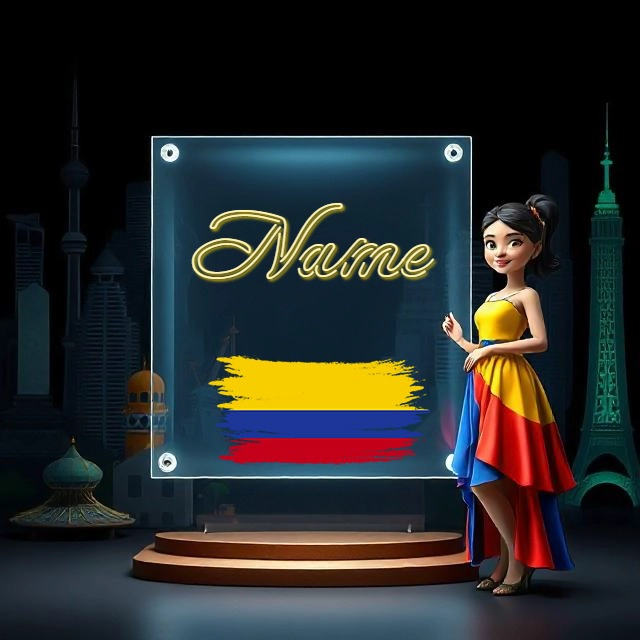 Personalized Colombian Flag Art with Custom Name Option