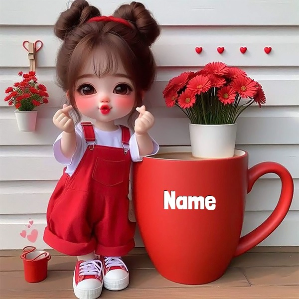 Personalize Your Image with a Cute Girl in Vibrant Red