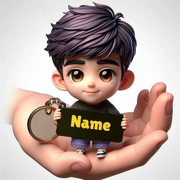 Personalize with Your Name on a Cute 3D Animated Boy Image