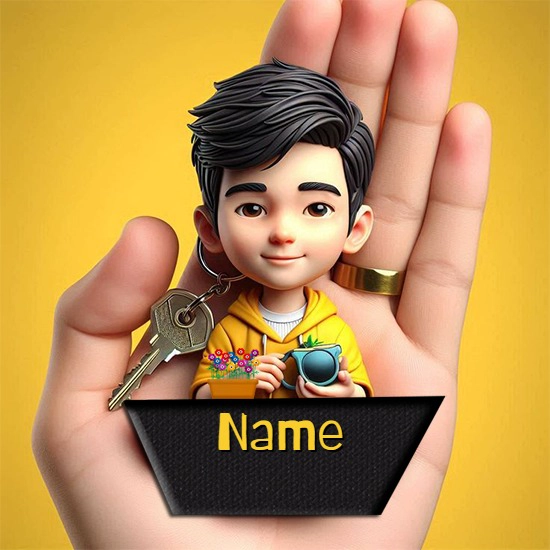 Personalize a 3D Kid Keychain Image with Your Name Online