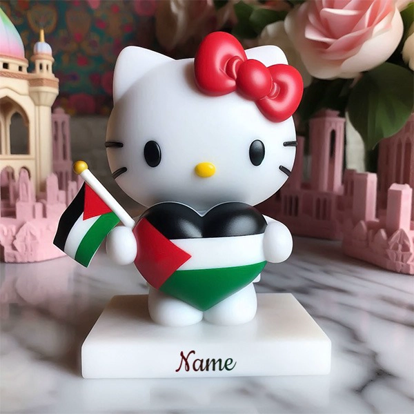 Customize Hello Kitty Figurine with Palestinian Flag Support