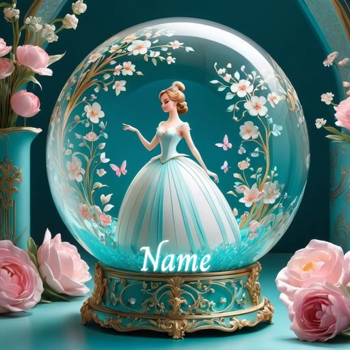 Personalize a Princess Snow Globe Illustration with Your Text