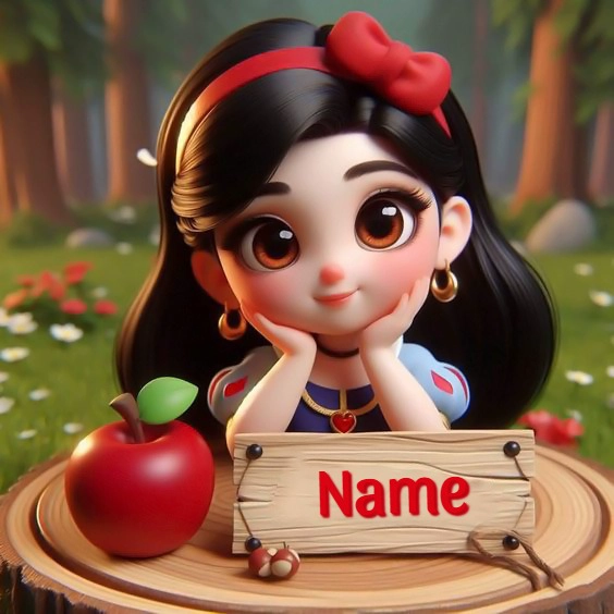 Customizable Cartoon Snow White Template for Personal Greetings