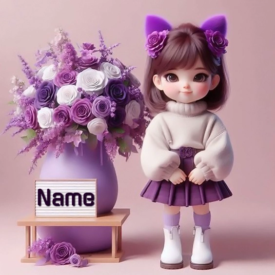 Charming Cartoon Girl for Personalized Messages and Gifts