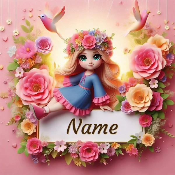 Captivating Floral Doll Image Template for Personalization