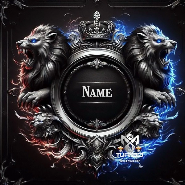 Personalize Your Name on a Fierce Lion Emblem with Electric Accents