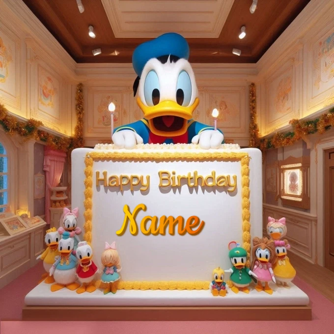 Personalize Your Cheerful Donald Duck Birthday Scene Image