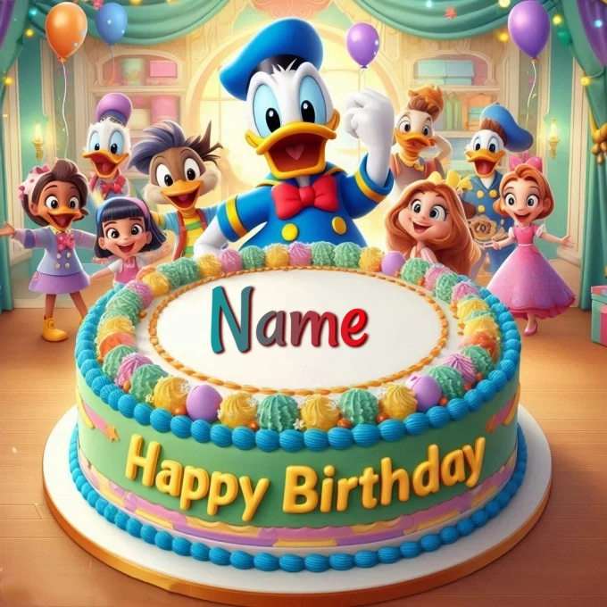 Personalize a Festive Birthday Cake with Donald Duck Design