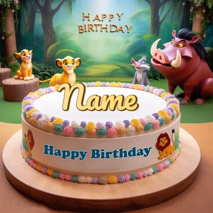 Personalize a Lion King Birthday Cake Image with Your Name