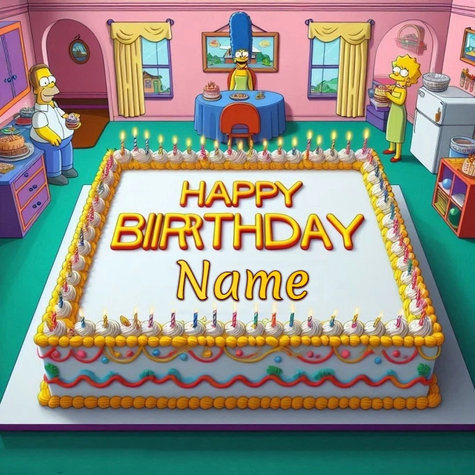 Customize Your Simpson's Birthday Cake Greeting Image