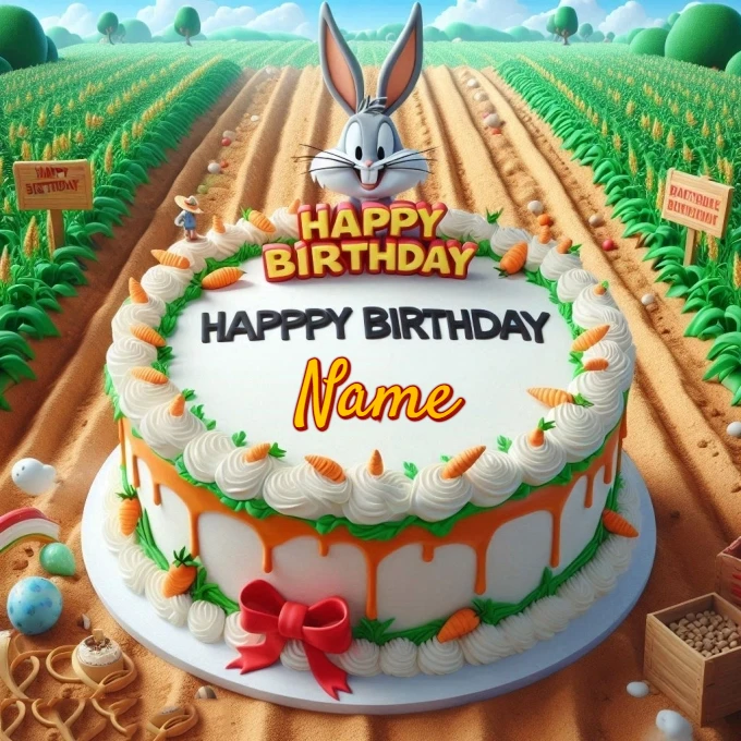 Personalize a Birthday Cake with Bugs Bunny and Carrots
