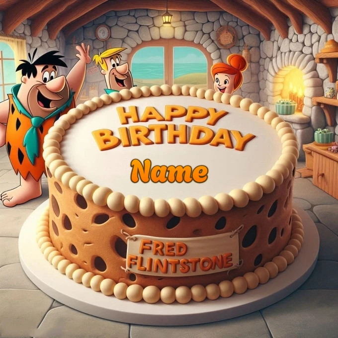 Personalize a Cartoon Cake with Fred Flinstone Background