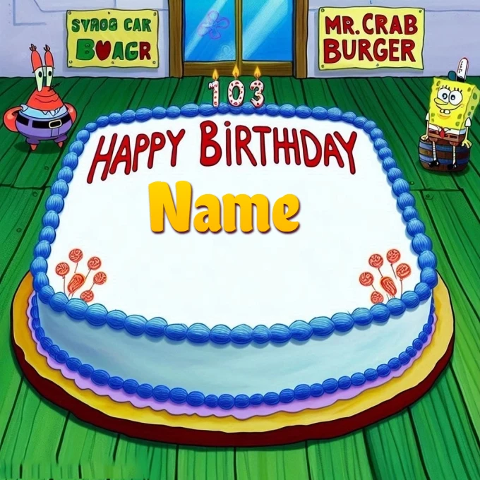 Personalize a Spongebob Squarepants Birthday Cake Image