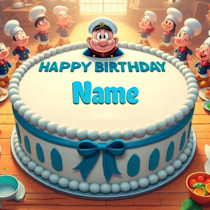 Customize Your Birthday Image with Popeye and Cake Theme