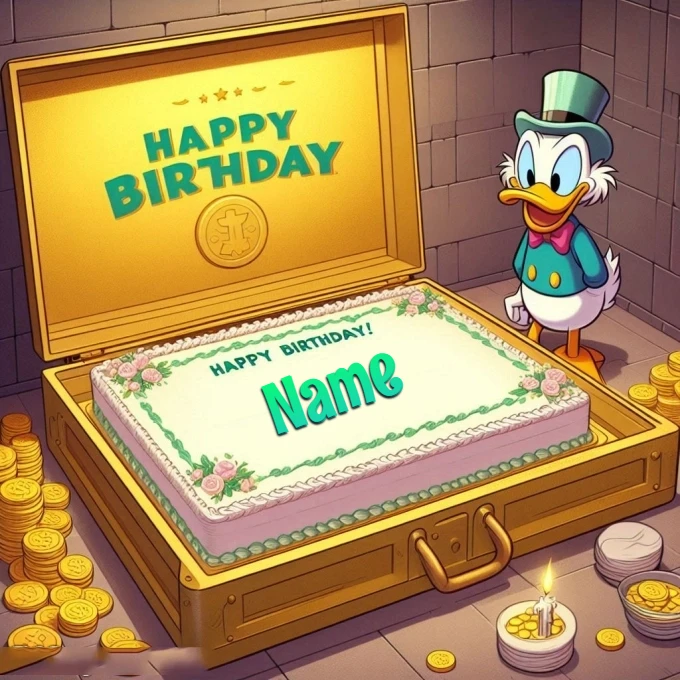 Personalize a Birthday Cake Image with Uncle Scrooge Design