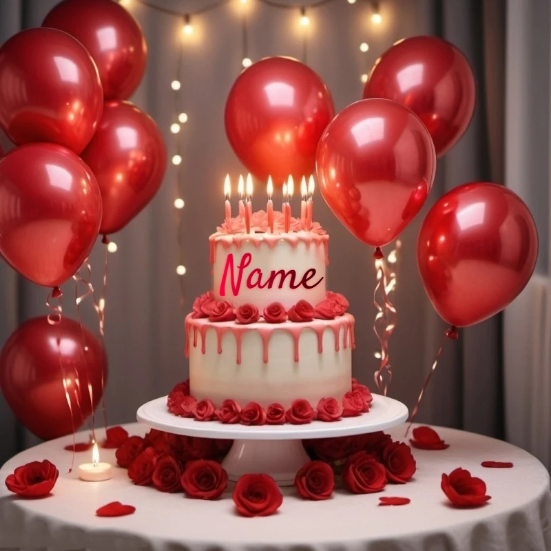 Personalize a Romantic Two-Tier Cake Image with Your Name