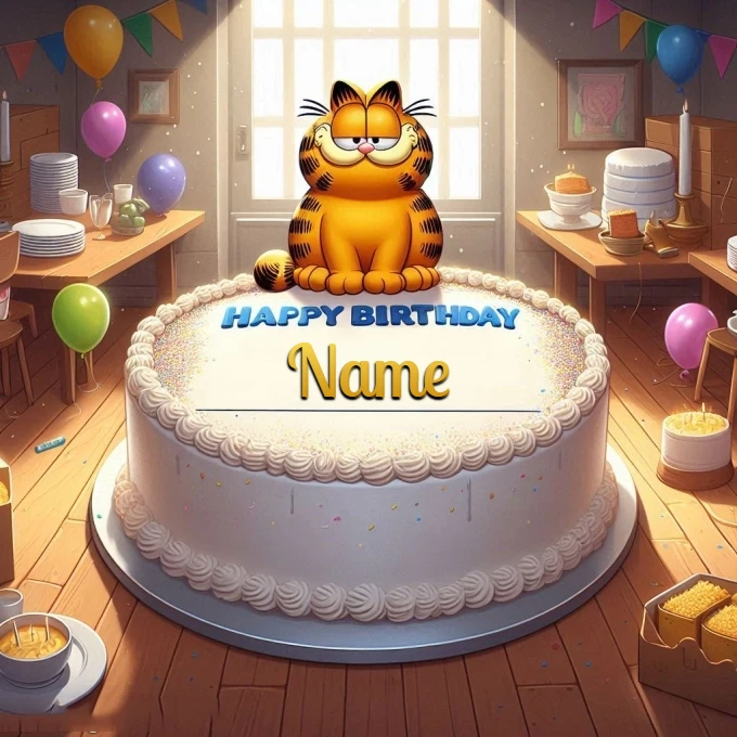 Personalize Your Garfield Birthday Cake Image with a Name