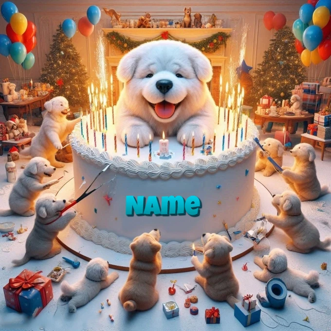 Personalize a Puppy-Themed Birthday Image with Your Name