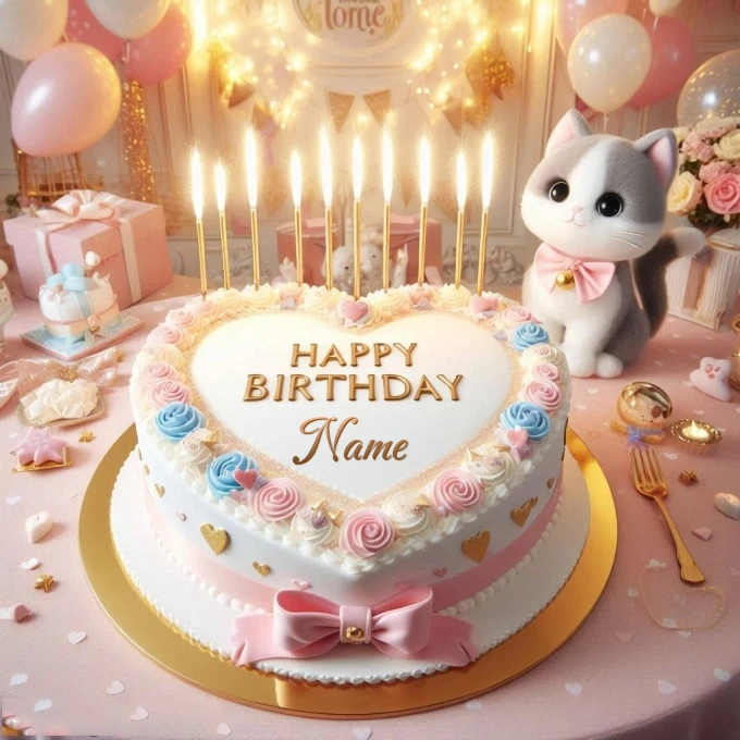 Personalize a Heart-Shaped Cake Image with Your Name Today