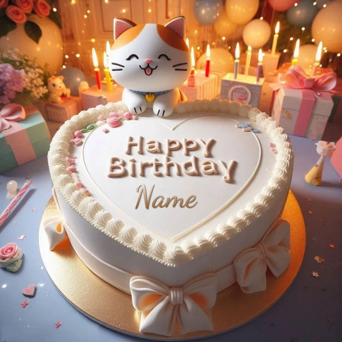 Personalize a Heart-Shaped Birthday Cake Image Online
