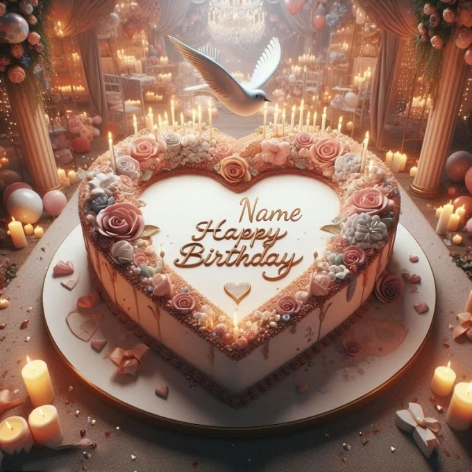 Personalize a Heart-Shaped Cake Image for Birthday Cards