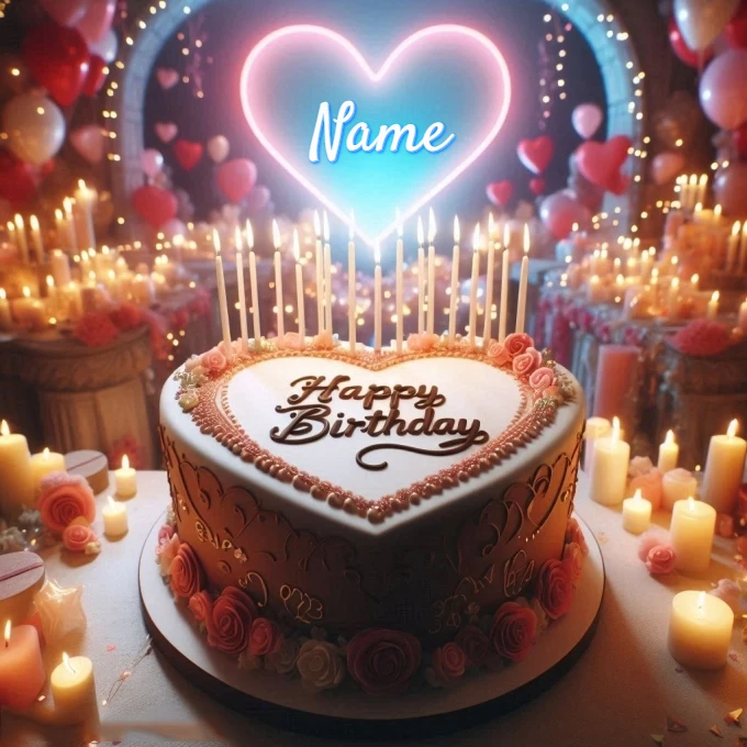 Personalize Heart-Shaped Birthday Cake Images with Names