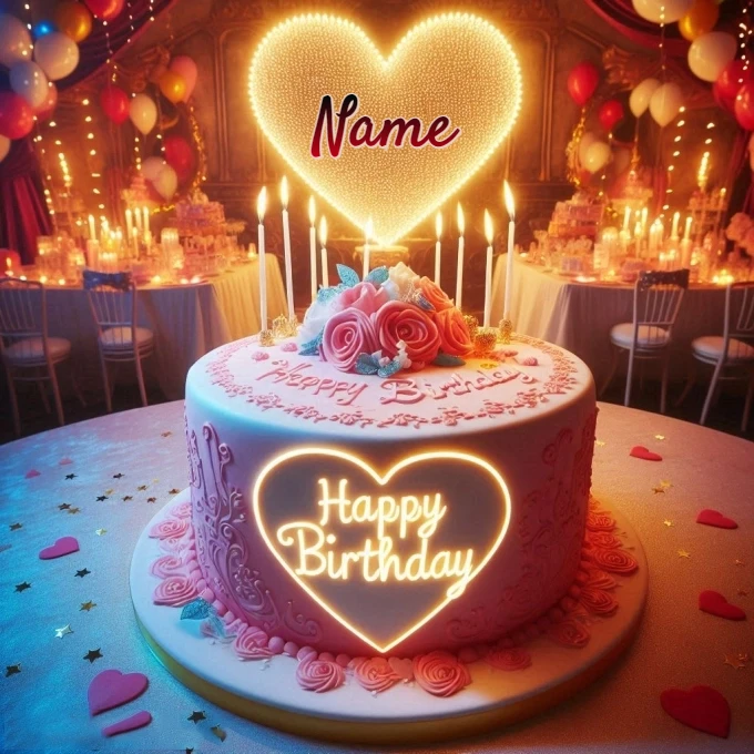 Personalize Your Festive Birthday Cake Scene Image Online