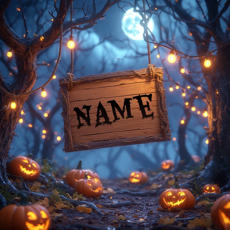 Personalize a Magical Halloween Night Scene in Whimsical Style