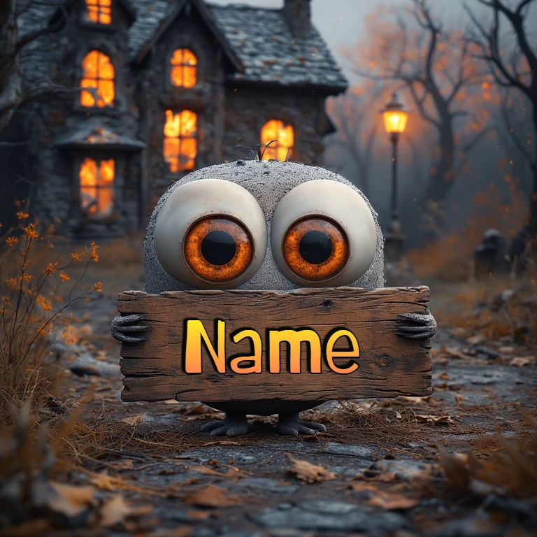 Personalize a Whimsical Halloween Scene with Your Name