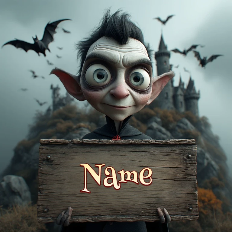 Add Your Name to a Whimsical Spooky Vampire Image