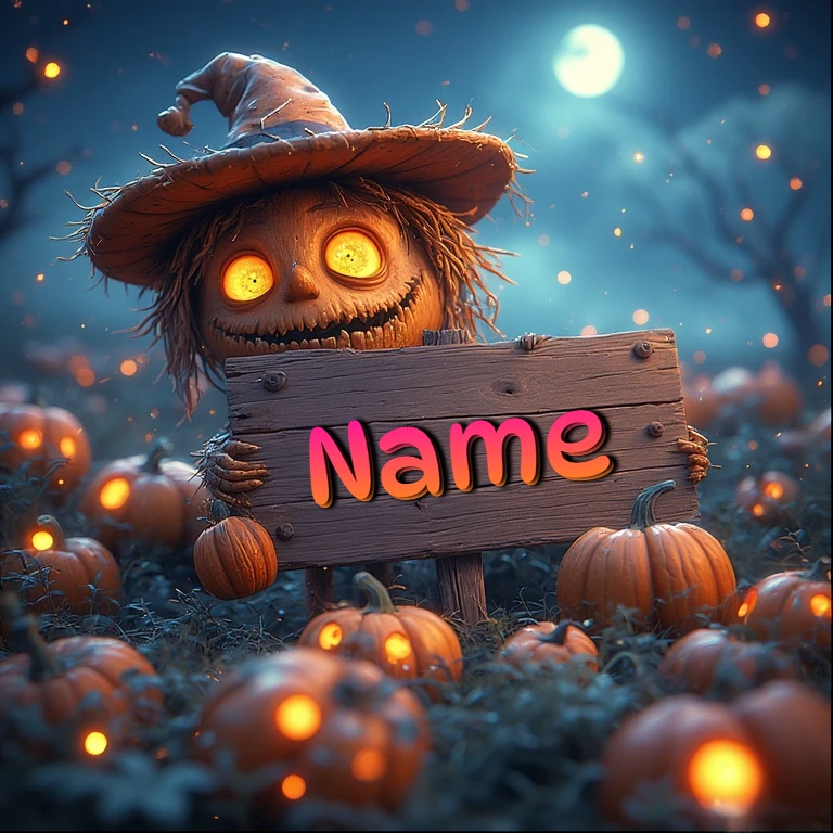 Enchant Your Name on a Whimsical Scarecrow Image