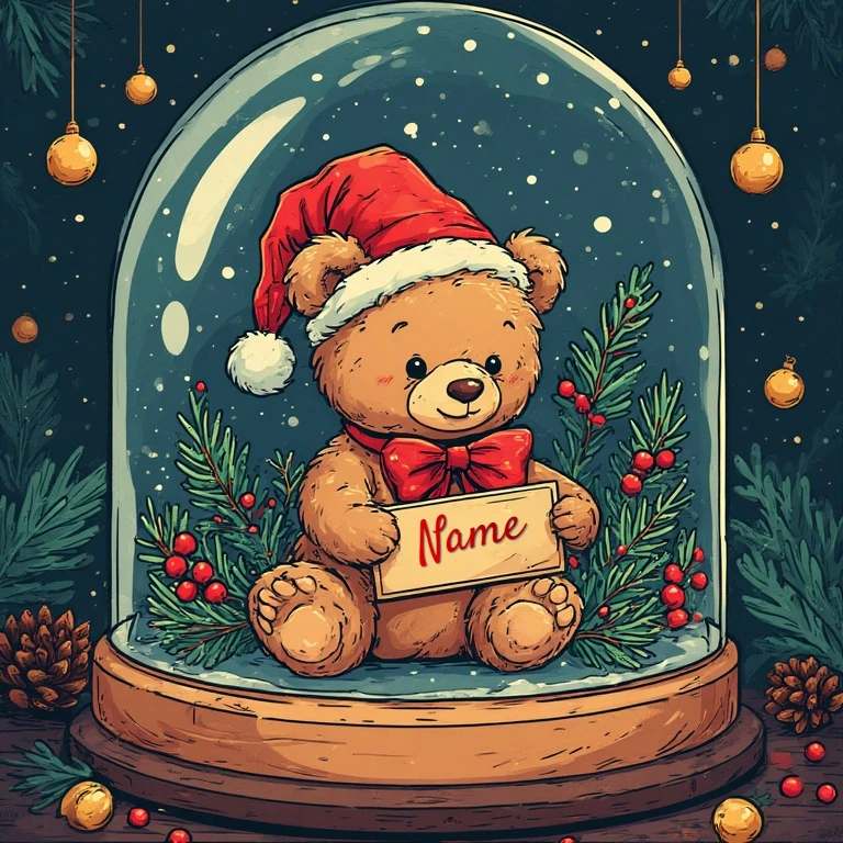 Personaliza tu imagen con un osito navideño en bola de nieve