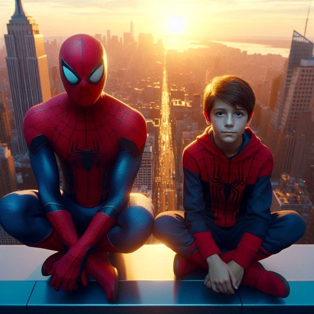 Transform Into Spider-Man with Our Sunset Cityscape Face Swap