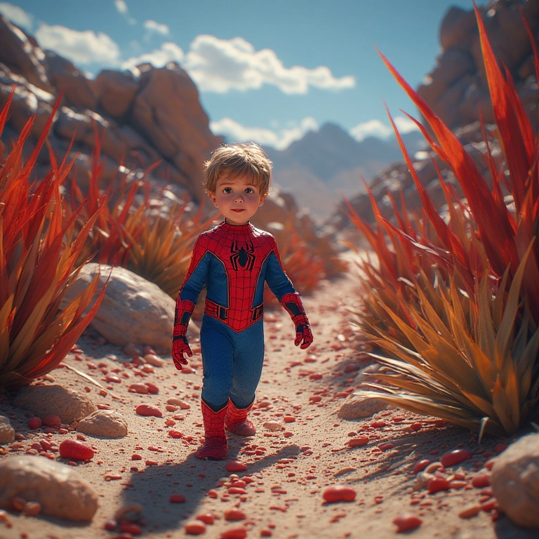 Transform into Spider-Man in a Vibrant Desert Adventure