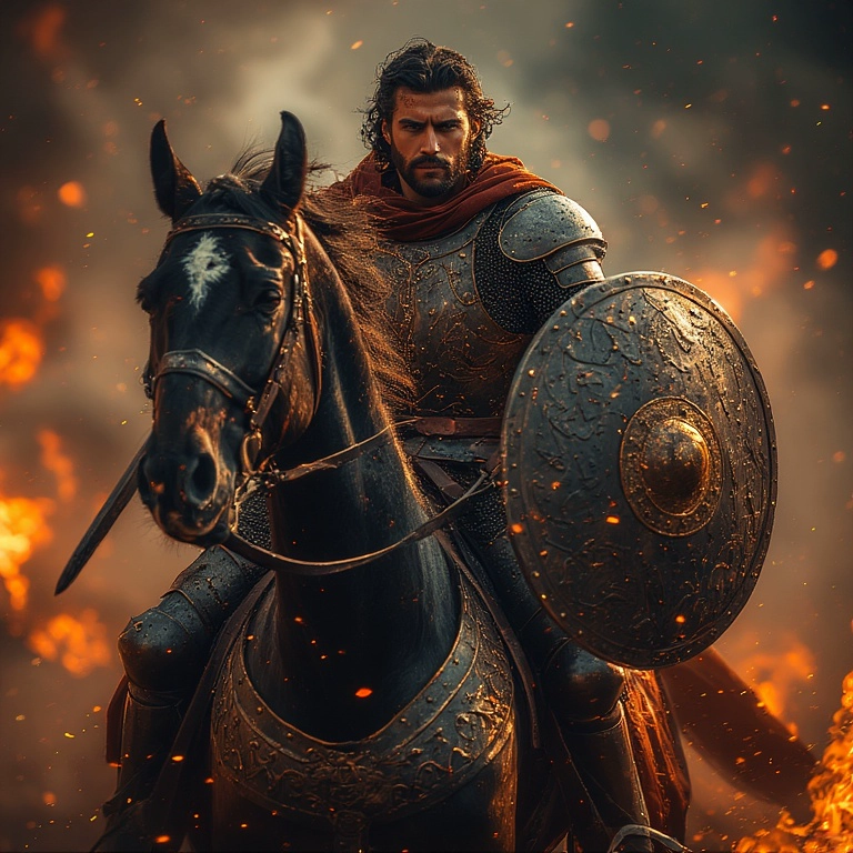 Transform Into a Majestic Medieval Knight on a Fiery Steed