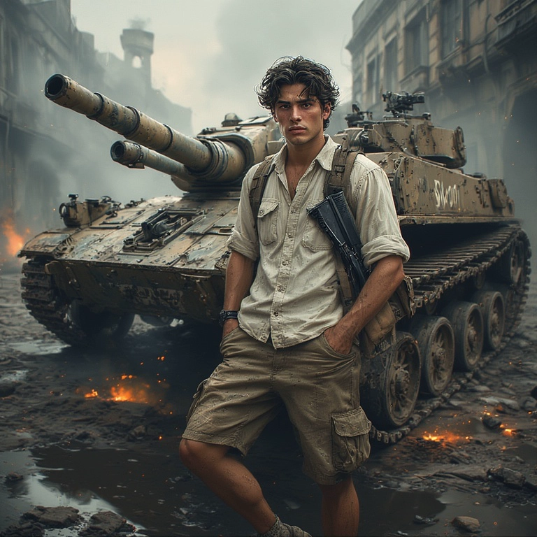 Transform Into a Hero Amidst a Smoky Urban Battlefield
