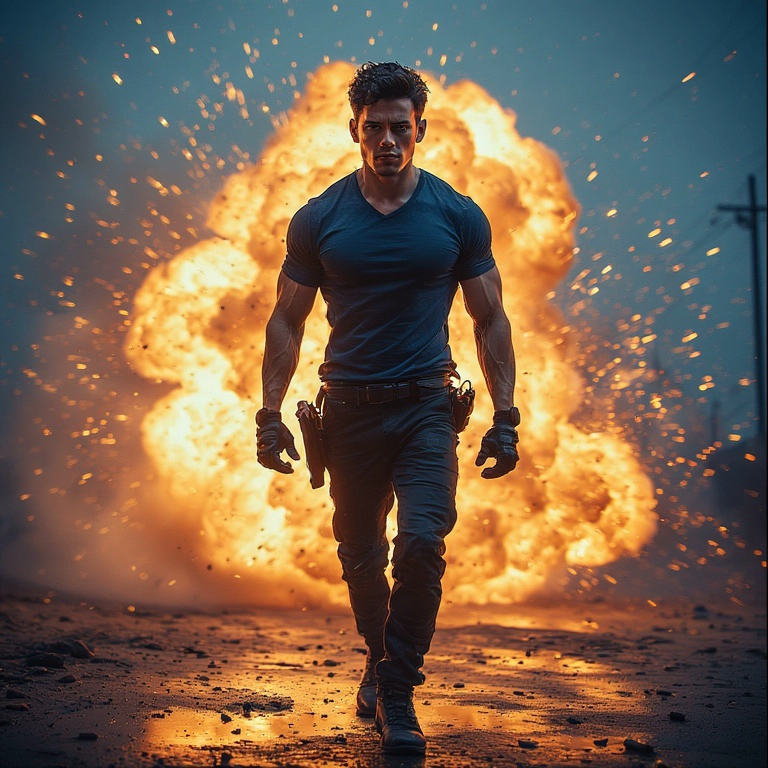 Become the Hero in an Epic Explosion Scene with Face Swap