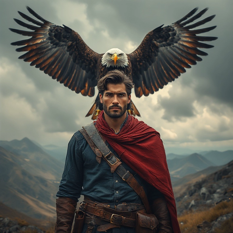 Transform into a Hero with Majestic Eagle in Epic Landscape