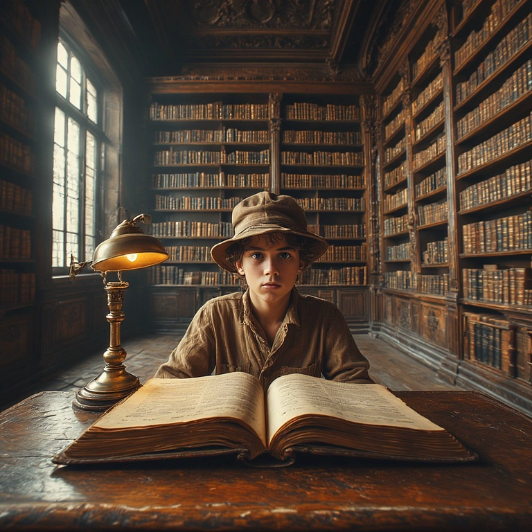 Transform into a Rustic Scholar in a Vintage Library Scene