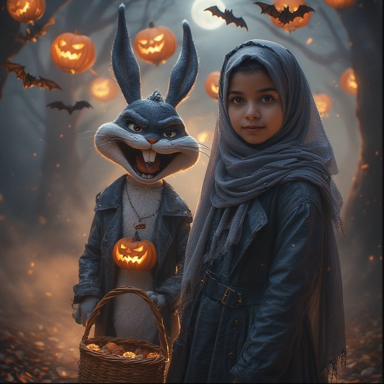 Enchanting Face Swap with Bugs Bunny in a Misty Forest