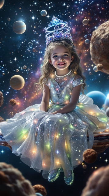 Sparkling Space Princess Dress for Your Little Star