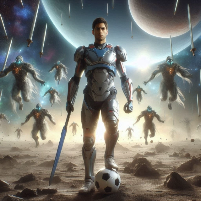 Transform into a Galactic Warrior with Sword and Soccer