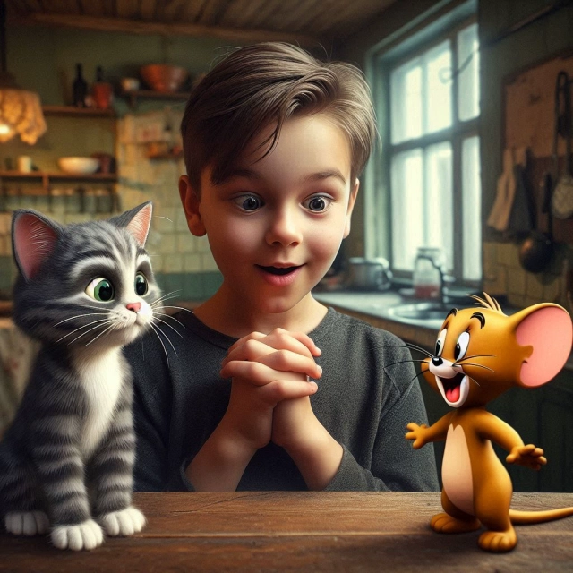 Swap Faces with Tom and Jerry in the Kitchen Scene