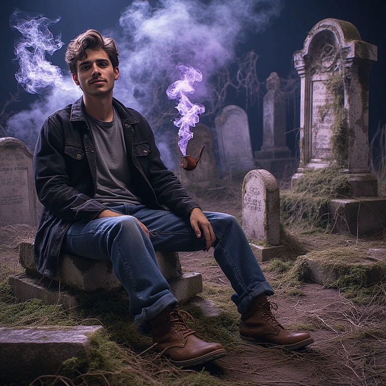 Enchanting Graveyard Face Swap for a Mystical Night Scene